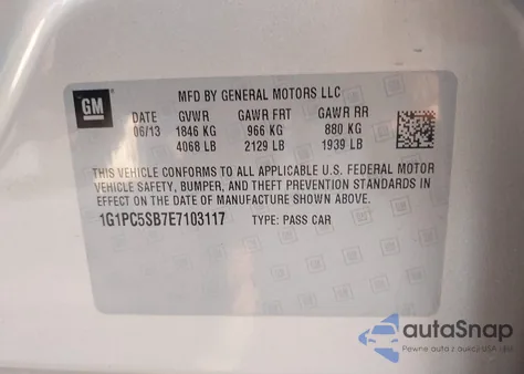 2014 Chevrolet Cruze 1Lt Auto from USA, damaged, VIN 1G1PC5SB7E7103117